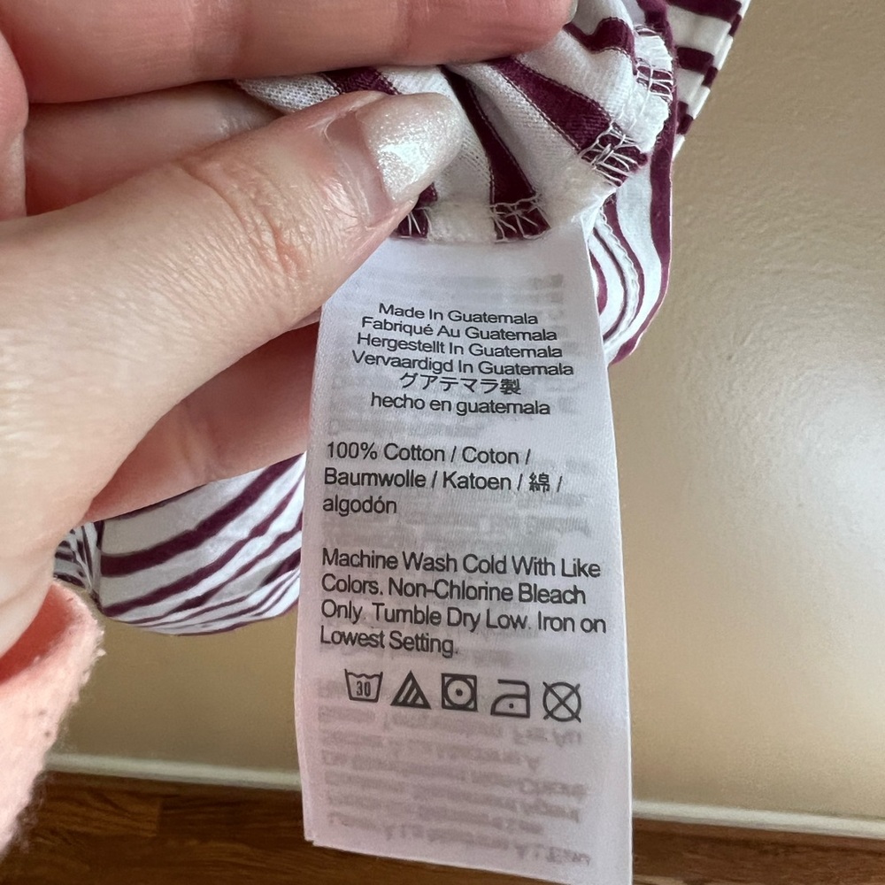 ⚪️J. CREW: Men’s size L, white & maroon striped, slim-washed short sleeve shirt. - Picture 3 of 5
